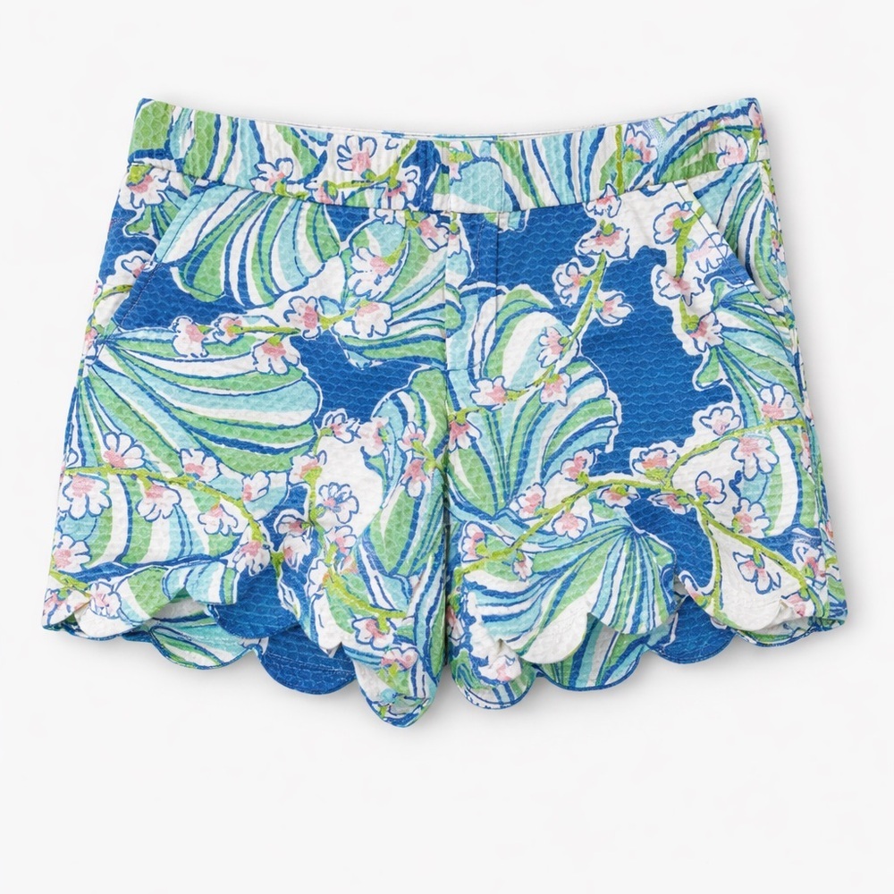 Lilly Pulitzer 2 Buttercup Shorts Bay Blue Coasting 0548 scallop textured